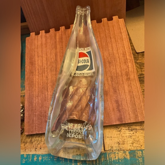 Slumped Melted Glass Pepsi Bottle. - Picture 1 of 3
